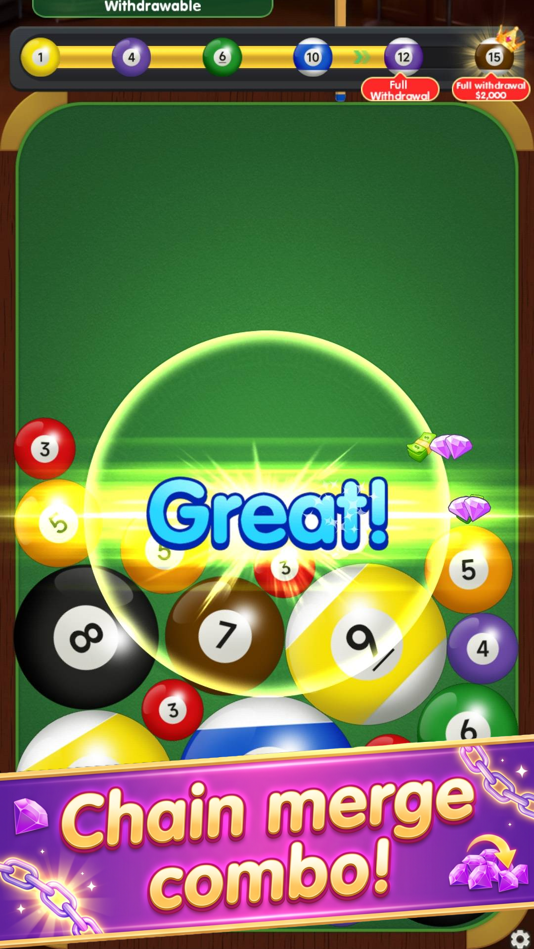 Pool Merge Master — sleek pool table atmosphere gameplay